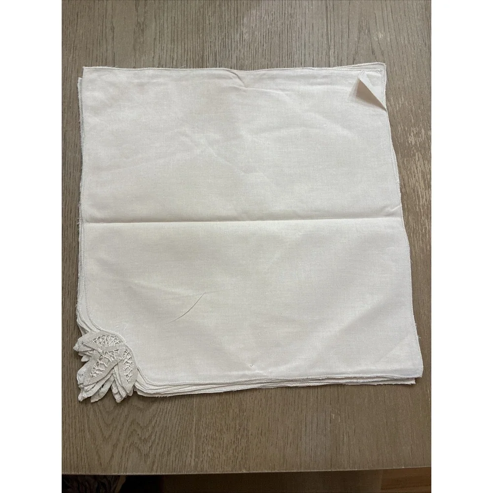 VTG NWOT Linen Napkins Battenburg Belgian Lace Corner  15